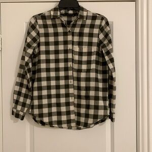 ZARA Black and Cream Checkered Shirt, Size XS